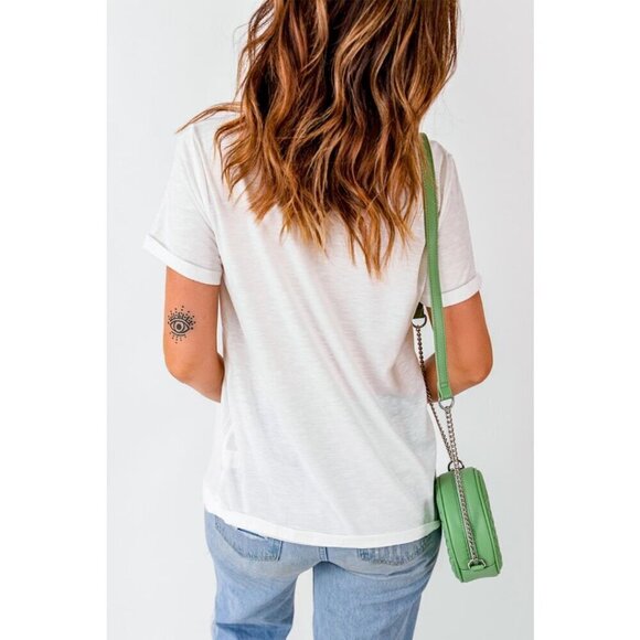 NWT KASSY White T Shirt Red Embroidered Heart - Picture 7 of 8